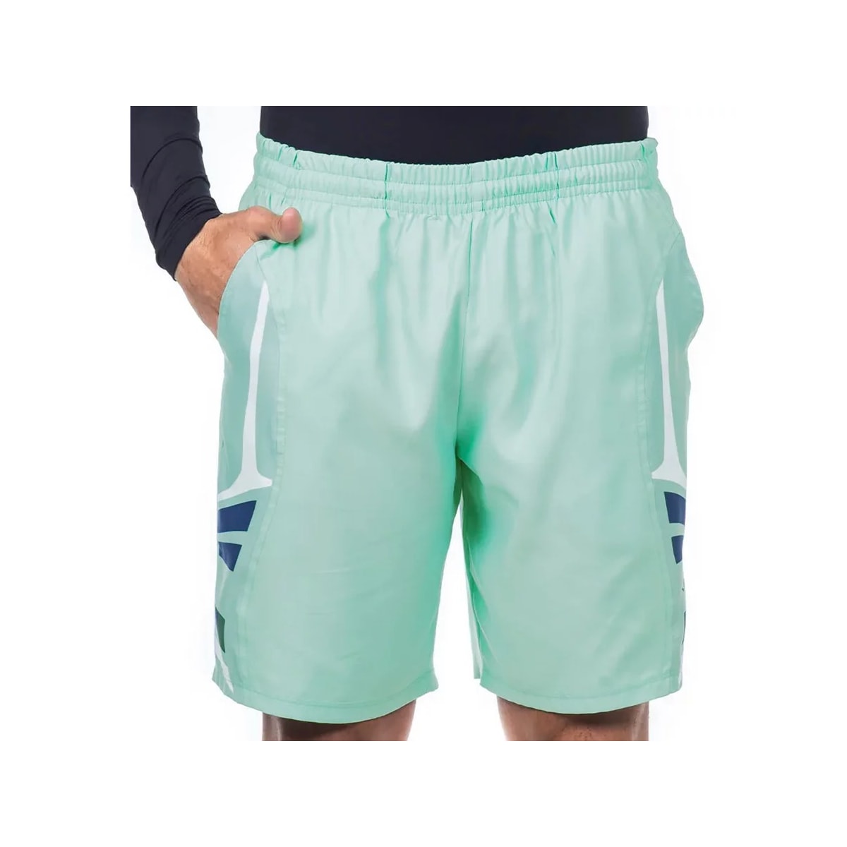 Bermuda Elite Com Elástico Masculina Plus 34443 Verde Claro/Branco Bermuda Elite Com Elástico Masculina Plus 34443 Verde Claro/Branco