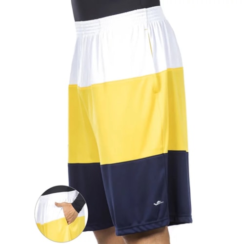 Bermuda Elite Com Elastico Masculino 34447 Bco/Amarelo/Marinho