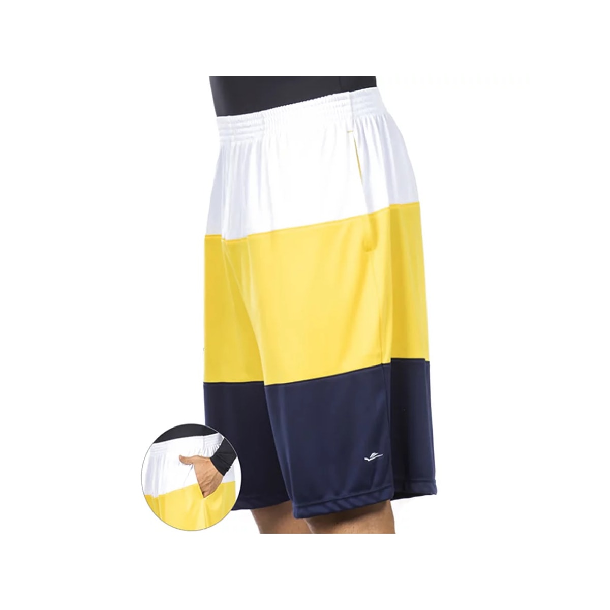 Bermuda Elite Com Elastico Masculino 34447 Bco/Amarelo/Marinho Bermuda Elite Com Elastico Masculino 34447 Bco/Amarelo/Marinho