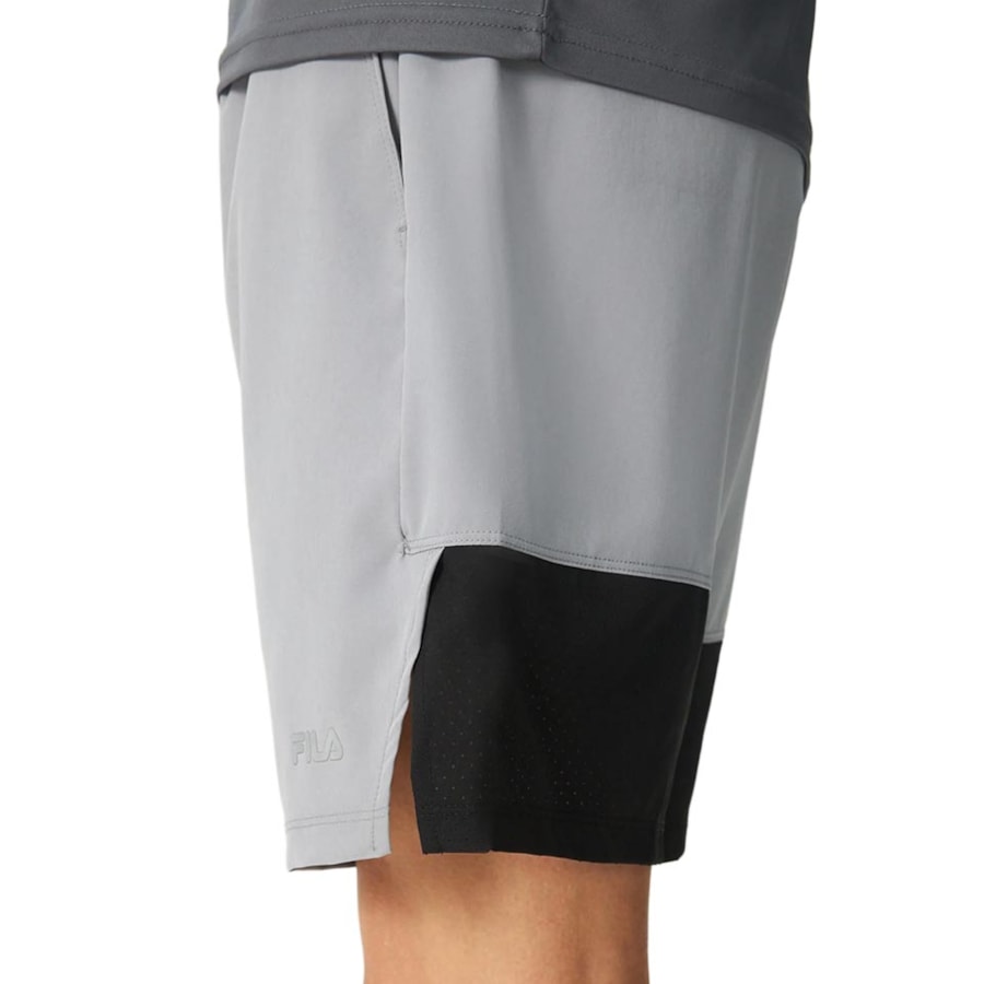 Bermuda Fila Elástico Tactel F11at01011 Cinza Médio/Preto