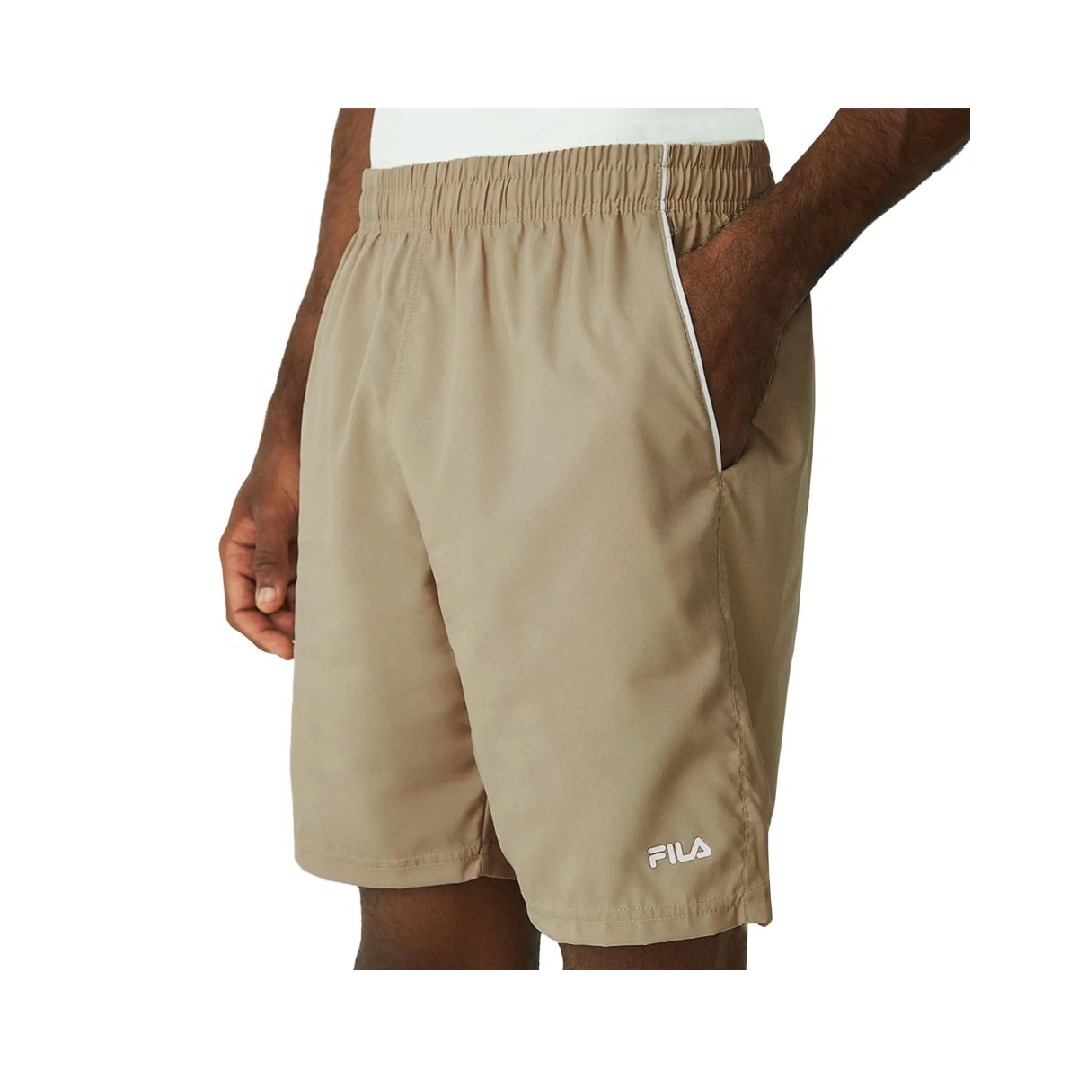 Bermuda Fila Elástico Tactel F11TR00017 Areia/Branco Bermuda Fila Elástico Tactel F11TR00017 Areia/Branco