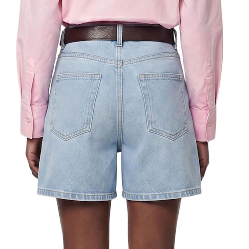 Detalhe - Bermuda Hering Feminina Jeans Mom Hch0 Jeans Claro