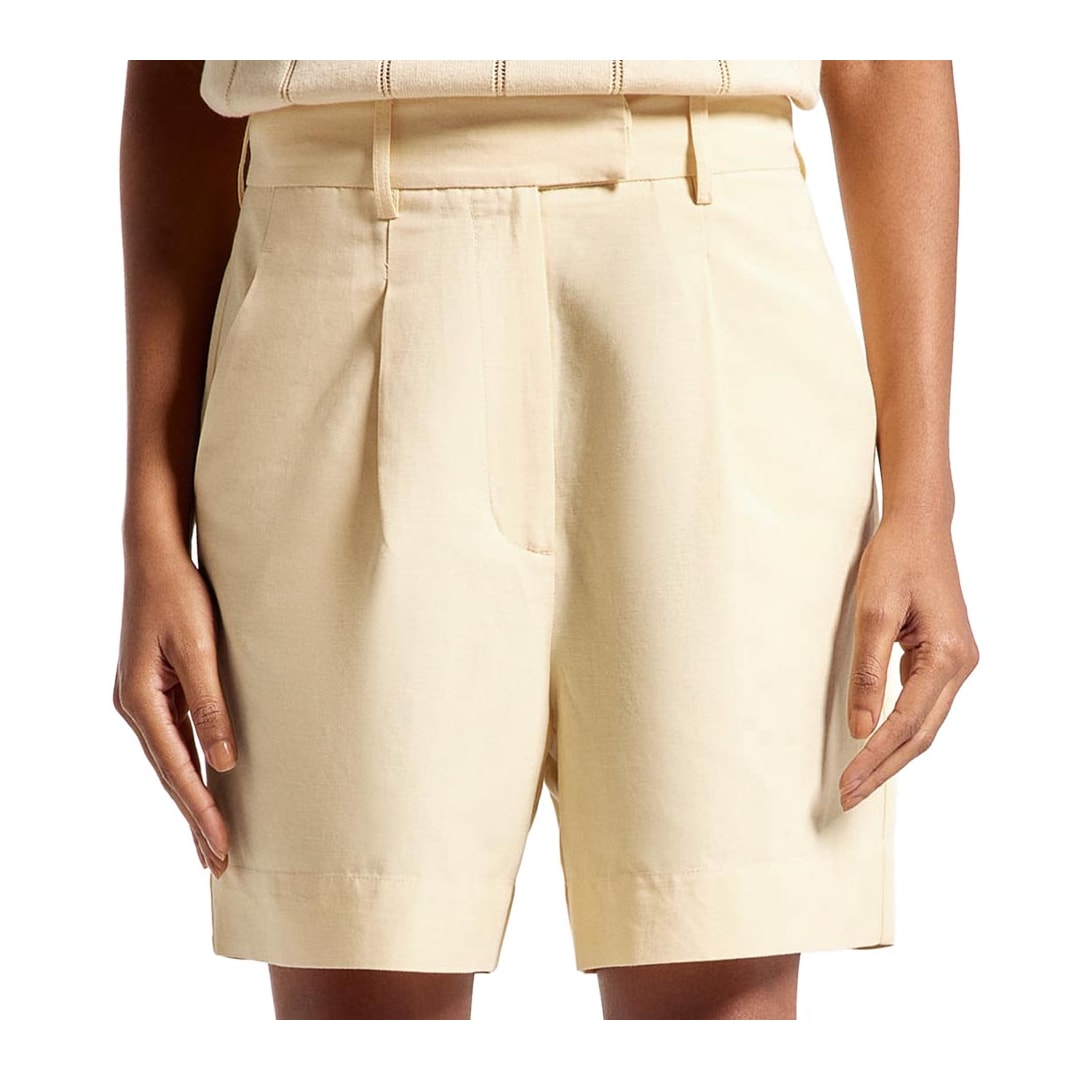 Bermuda Hering Feminina Social Reta Em Linho K6VJ Off White