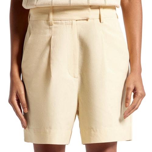 Bermuda Hering Feminina Social Reta Em Linho K6VJ Off White