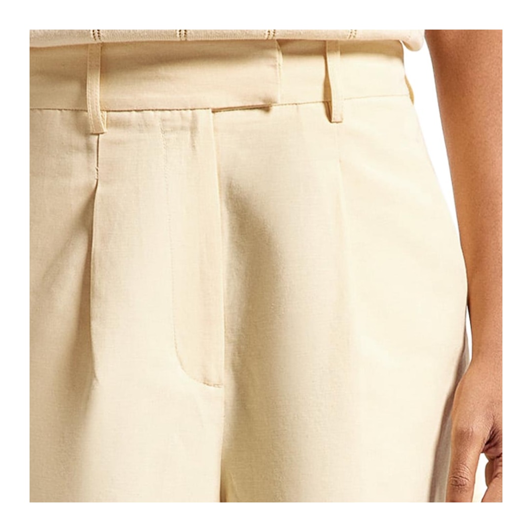 Bermuda Hering Feminina Social Reta Em Linho K6VJ Off White