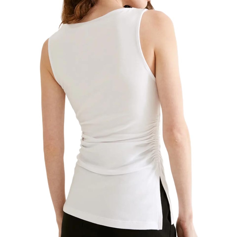Blusa Hering Acinturada Com Franzido Sem Manga 4Au6 Branco