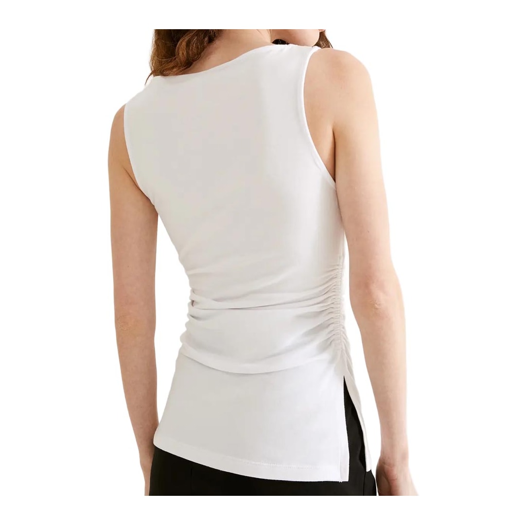 Blusa Hering Acinturada Com Franzido Sem Manga 4Au6 Branco Blusa Hering Acinturada Com Franzido Sem Manga 4Au6 Branco