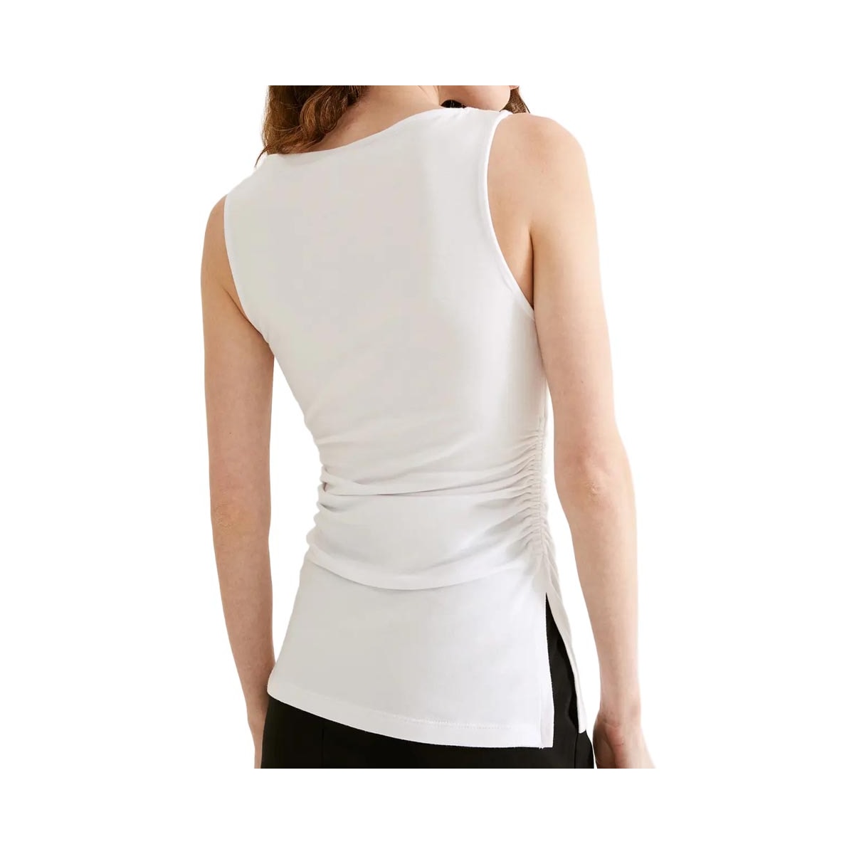 Blusa Hering Acinturada Com Franzido Sem Manga 4Au6 Branco Blusa Hering Acinturada Com Franzido Sem Manga 4Au6 Branco