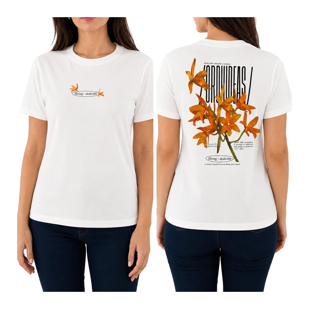 Blusa Hering Algodão Meia Manga 4Hb5 Branco Off