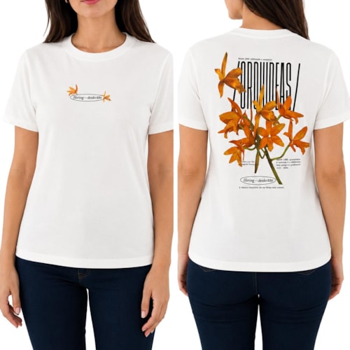 Blusa Hering Algodão Meia Manga 4Hb5 Branco Off