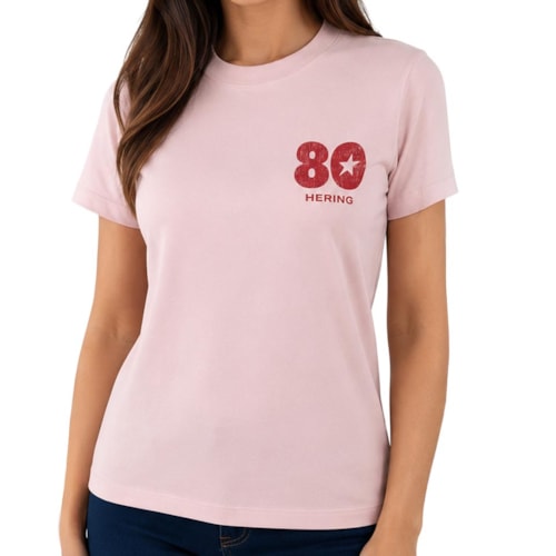 Blusa Hering Algodão Meia Manga 4Hb5 Rosa