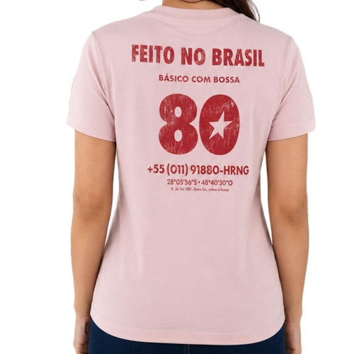 Detalhe - Blusa Hering Algodão Meia Manga 4Hb5 Rosa