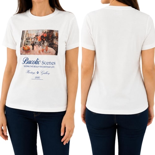 Blusa Hering Algodão Meia Manga 4Hbd Branco Off White