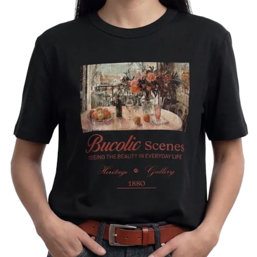 Blusa Hering Algodão Meia Manga 4Hbd Preto