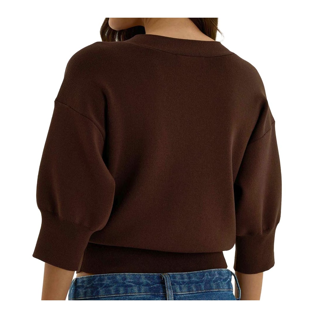 Blusa Hering Ampla Manga 3/4 Tricô Leve K6V4 Marrom Blusa Hering Ampla Manga 3/4 Tricô Leve K6V4 Marrom