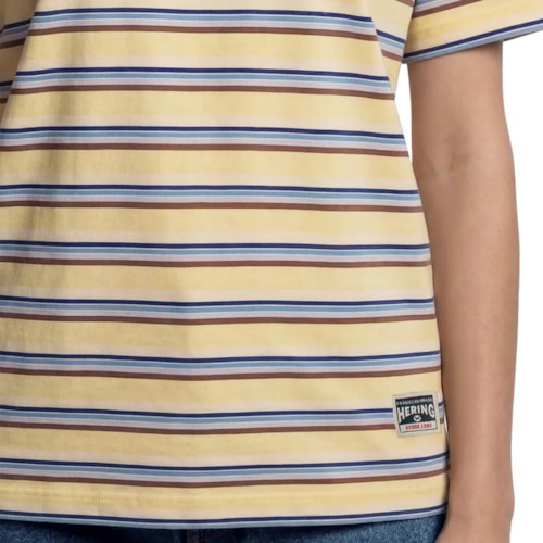 Detalhe - Blusa Hering Box Listrada 4H7c Amarelo Listrado