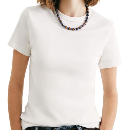 Blusa Hering De Malha Meia Manga 4H7A Branco Off