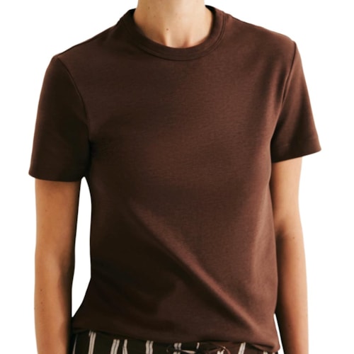 Blusa Hering De Malha Meia Manga 4H7a Marrom Medio