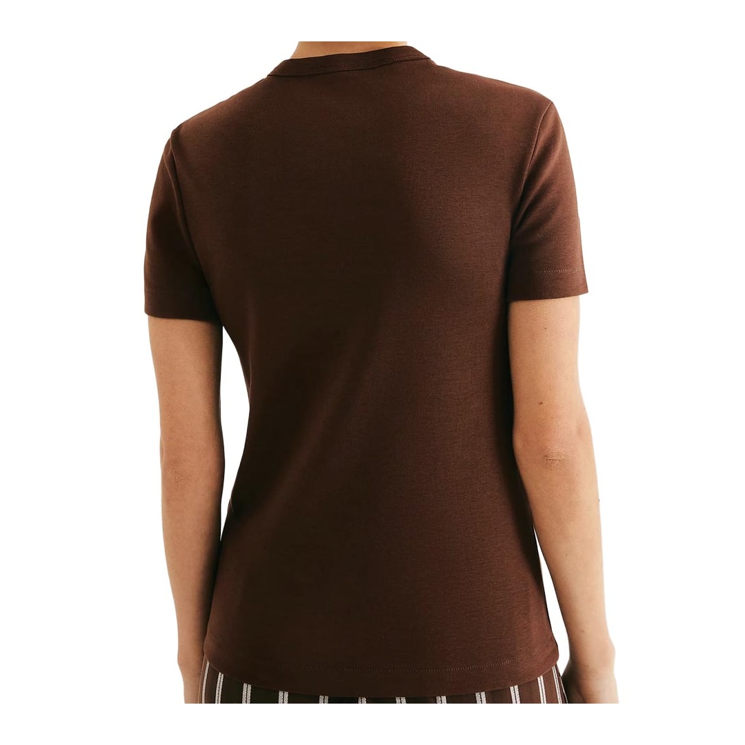 Blusa Hering De Malha Meia Manga 4H7a Marrom Medio