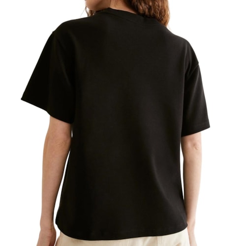 Detalhe - Blusa Hering De Malha Meia Manga 4H87 Preta