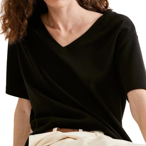 Blusa Hering De Malha Meia Manga 4H87 Preta