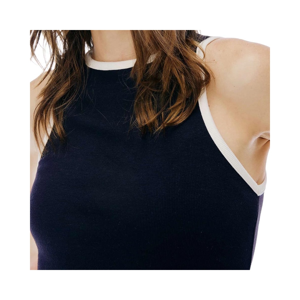 Blusa Hering De Malha Sem Manga 4Ap9 Preto/Creme