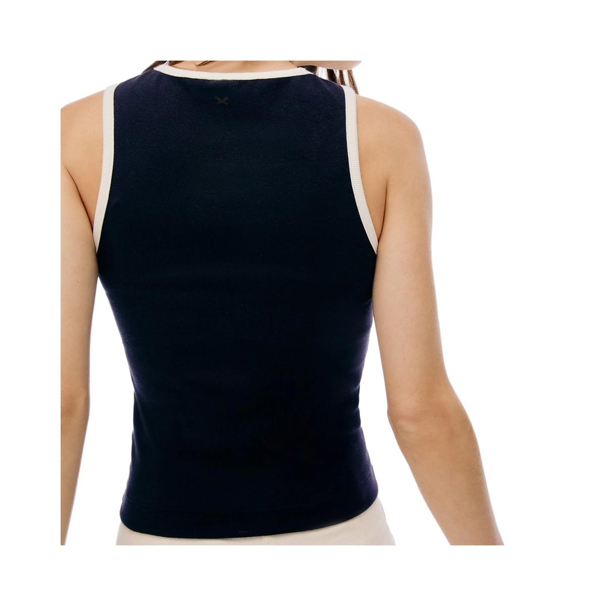 Blusa Hering De Malha Sem Manga 4Ap9 Preto/Creme