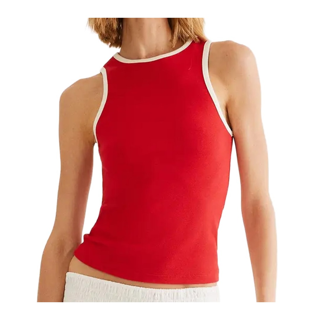 Blusa Hering De Malha Sem Manga 4Ap9 Vermelho