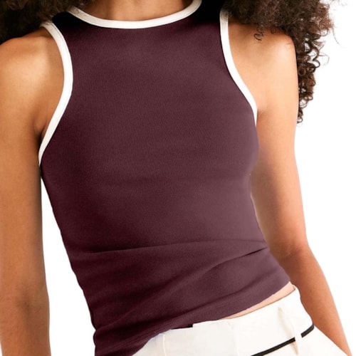 Blusa Hering De Malha Sem Manga 4AP9 Vinho/Off