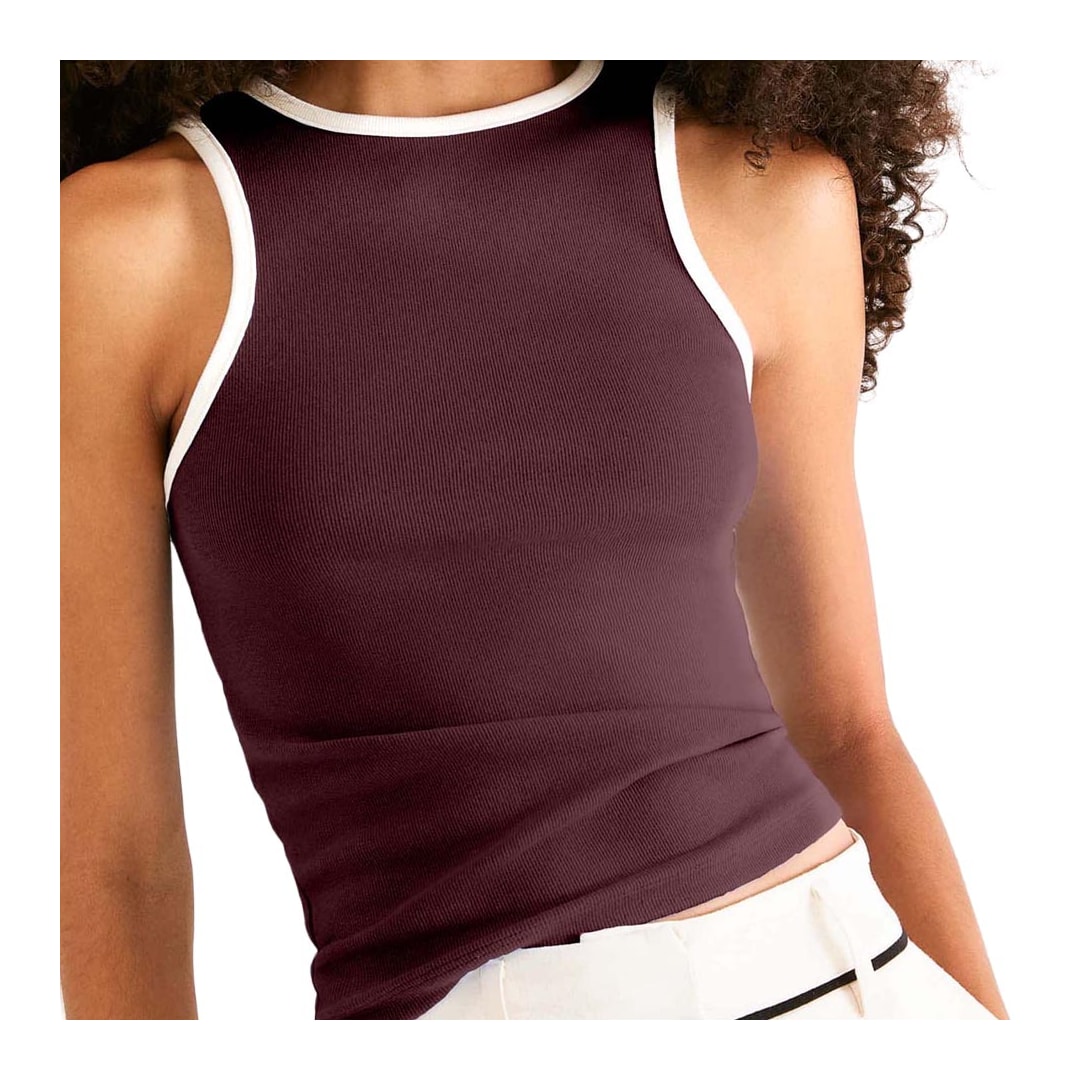 Blusa Hering De Malha Sem Manga 4AP9 Vinho/Off Blusa Hering De Malha Sem Manga 4AP9 Vinho/Off