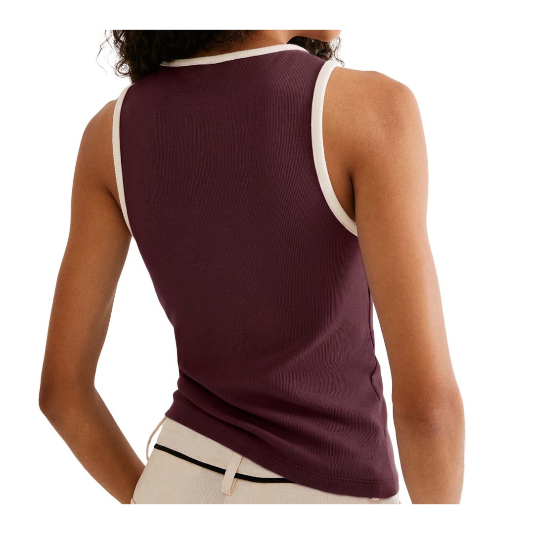 Blusa Hering De Malha Sem Manga 4AP9 Vinho/Off Blusa Hering De Malha Sem Manga 4AP9 Vinho/Off