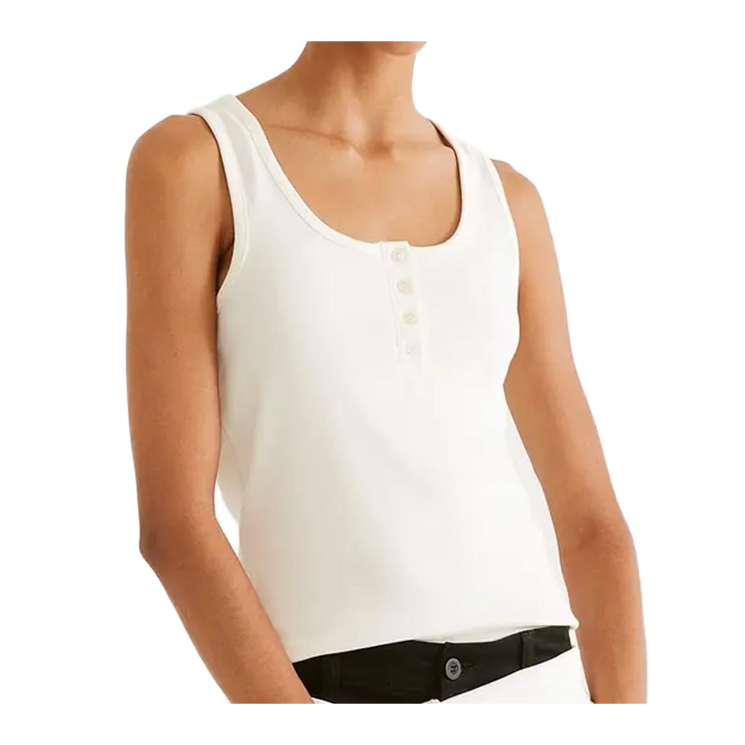 Blusa Hering De Malha Sem Manga 4Aqq Branco Off White
