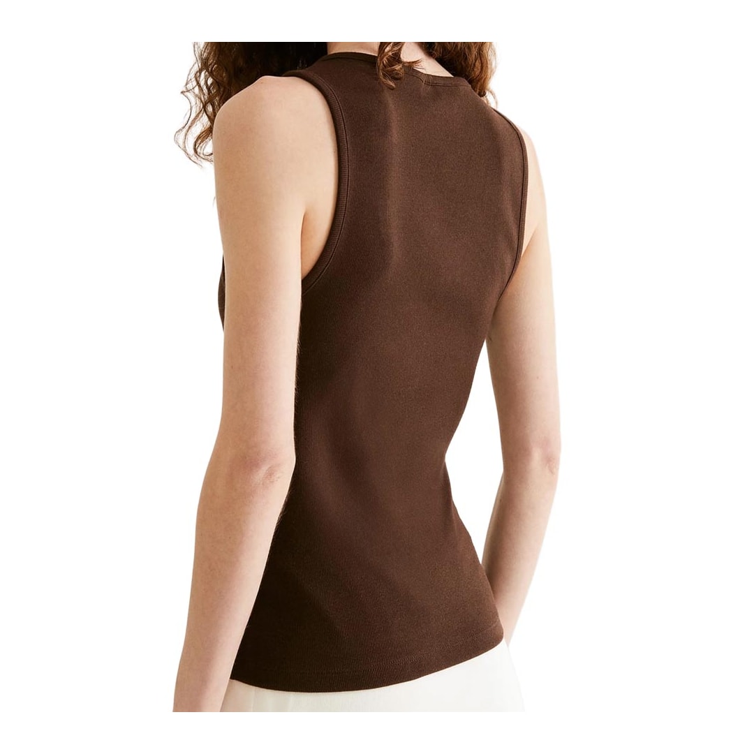 Blusa Hering De Malha Sem Manga 4Aqq Marrom Cafe