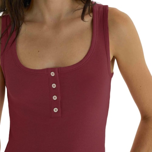 Blusa Hering De Malha Sem Manga 4AQQ Marsala