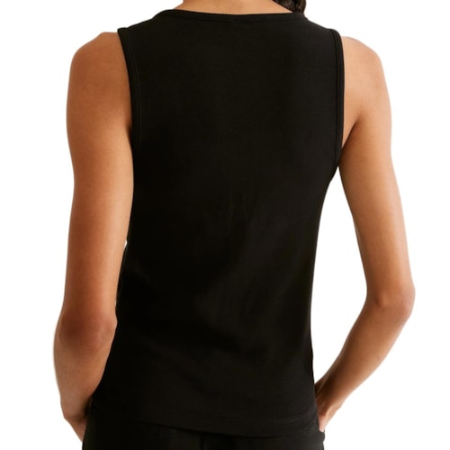 Detalhe - Blusa Hering De Malha Sem Manga 4Aqq Preto