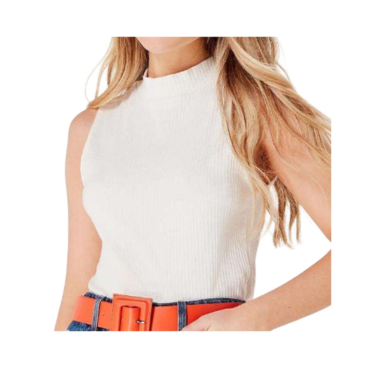 Blusa Hering De Malha Sem Manga 4Atc Branco Blusa Hering De Malha Sem Manga 4Atc Branco