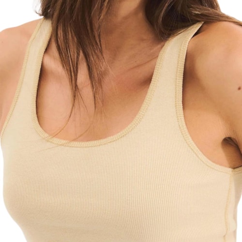 Detalhe - Blusa Hering De Malha Sem Manga 4Auc Bege