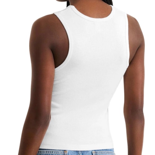Detalhe - Blusa Hering De Malha Sem Manga 4Aud Branca