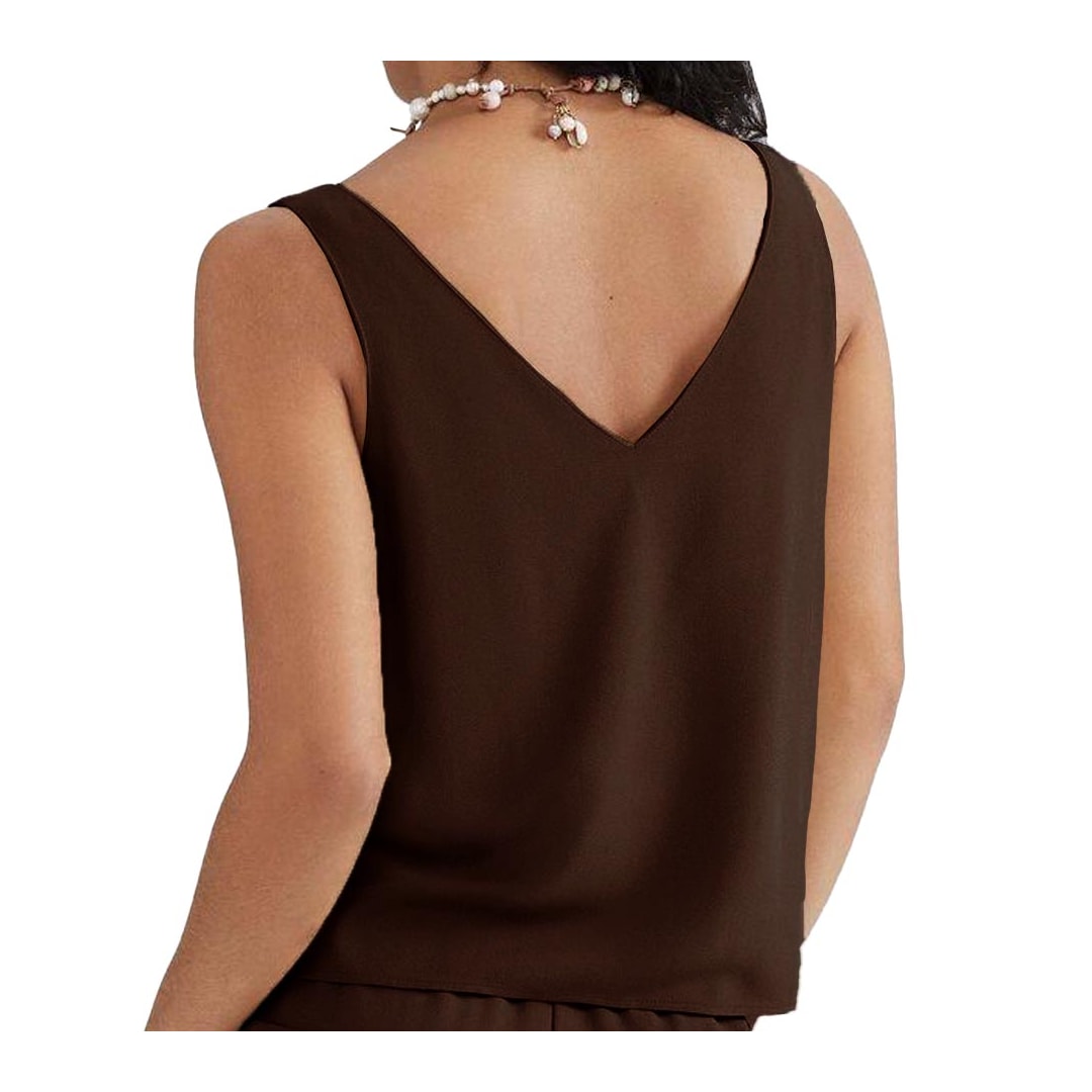 Blusa Hering De Tecido Sem Manga Chocolate