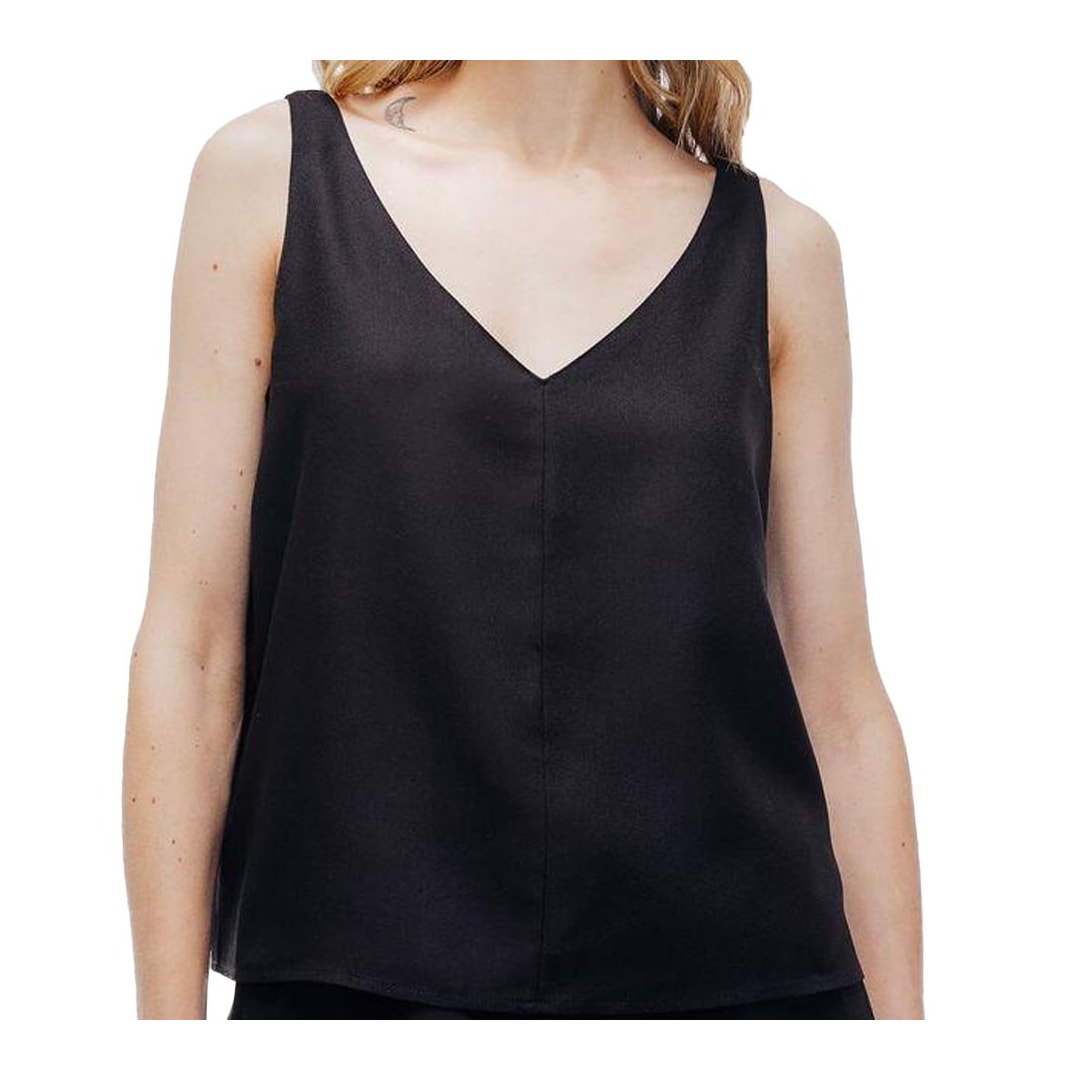 Blusa Hering De Tecido Sem Manga Preta