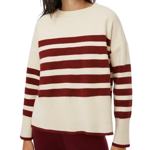 Blusa Hering De Tricô Fechada K6r7 Crema/Bordo