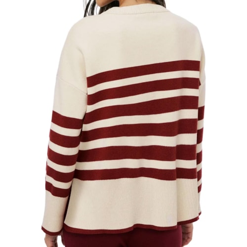 Detalhe - Blusa Hering De Tricô Fechada K6r7 Crema/Bordo