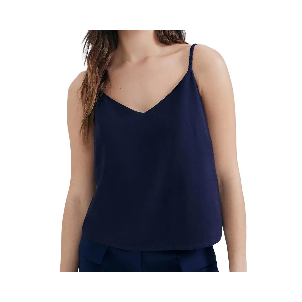 Blusa Hering Decote V Com Linho Sem Manga K5vn Marinho Blusa Hering Decote V Com Linho Sem Manga K5vn Marinho