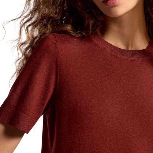 Detalhe - Blusa Hering Em Tricô Leve Meia Manga K5cv Terra