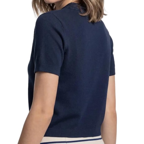 Detalhe - Blusa Hering Em Tricô Manga Curta K6qh Azul Marinho
