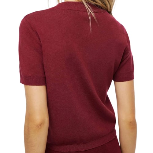 Detalhe - Blusa Hering Em Tricô Manga Curta K6qh Bordo