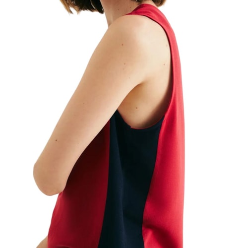 Detalhe - Blusa Hering Em Viscolinho Sem Manga KHXN Vermelho Chili