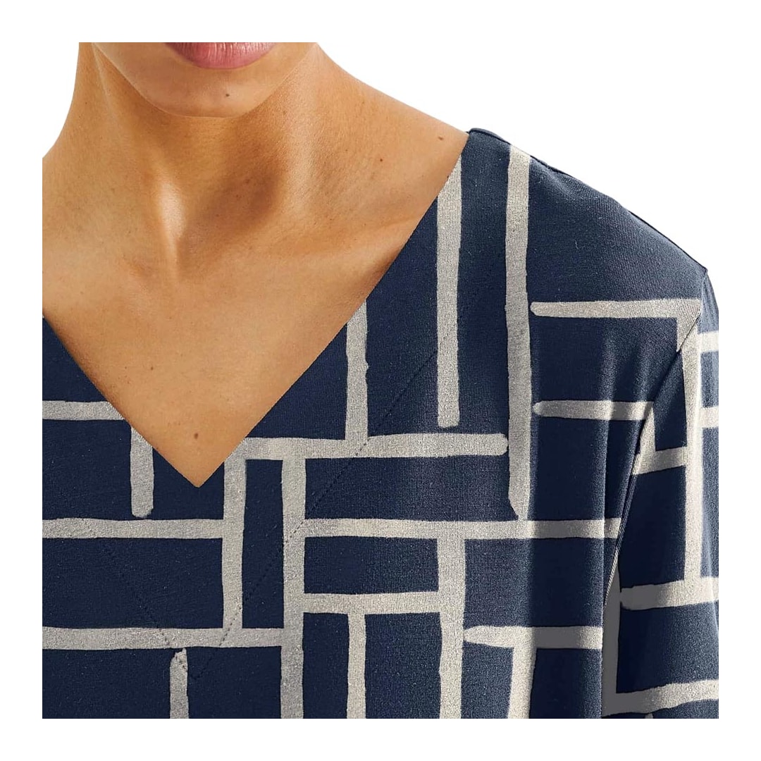 Blusa Hering Em Viscose Meia Manga 4H7Q Azul Marinho/Aveia