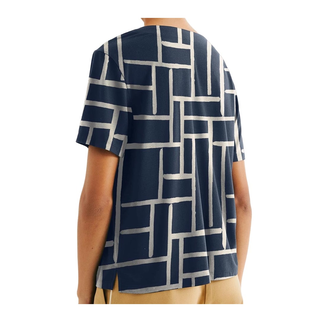 Blusa Hering Em Viscose Meia Manga 4H7Q Azul Marinho/Aveia Blusa Hering Em Viscose Meia Manga 4H7Q Azul Marinho/Aveia