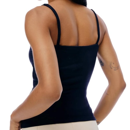 Detalhe - Blusa Hering Em Viscose Sem Manga Khrm Preta